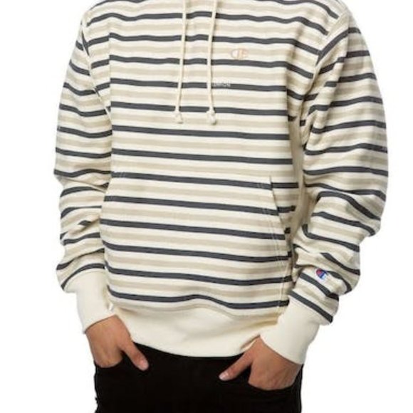 Champion Mens Striped Long Sleeve Fleece Hoodie, Choose Sz/Color - Picture 4 of 6